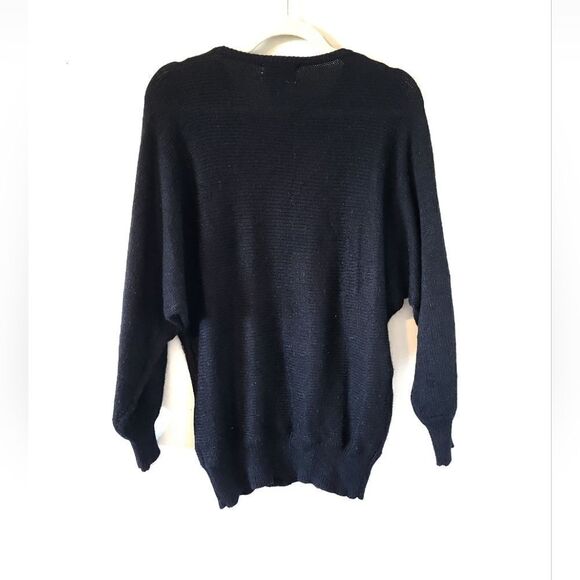 Vintage Black Knit Sequin Sweater - Picture 2 of 5